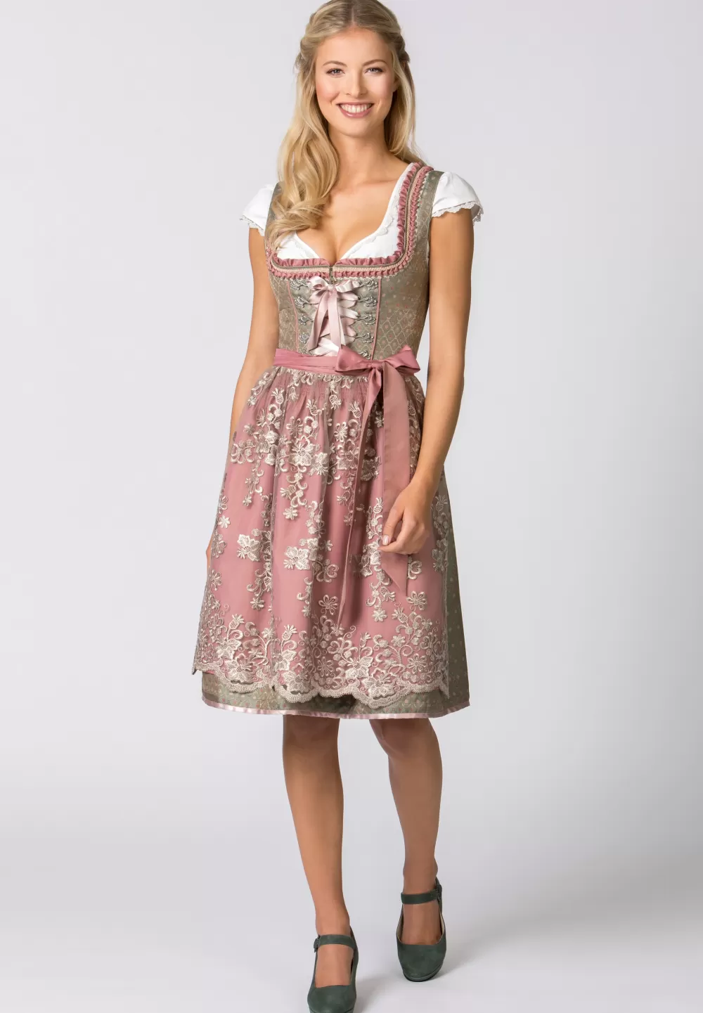 Stockerpoint Dirndl Alice | 36*Damen Midi Dirndl 60-65 cm | Kurze Dirndl 50-55 cm