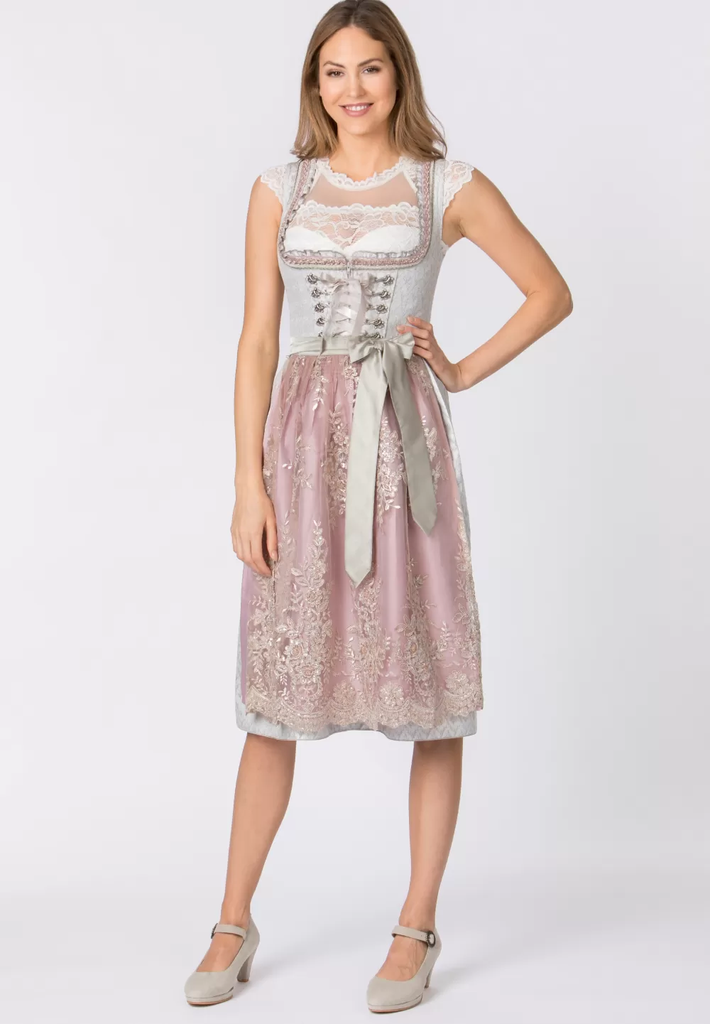 Stockerpoint Dirndl Amelie | 32*Damen Lange Dirndl 70-96 cm | Midi Dirndl 60-65 cm