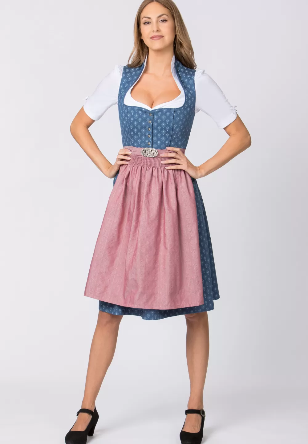 Stockerpoint Dirndl Coraline | 30*Damen Midi Dirndl 60-65 cm | Kurze Dirndl 50-55 cm