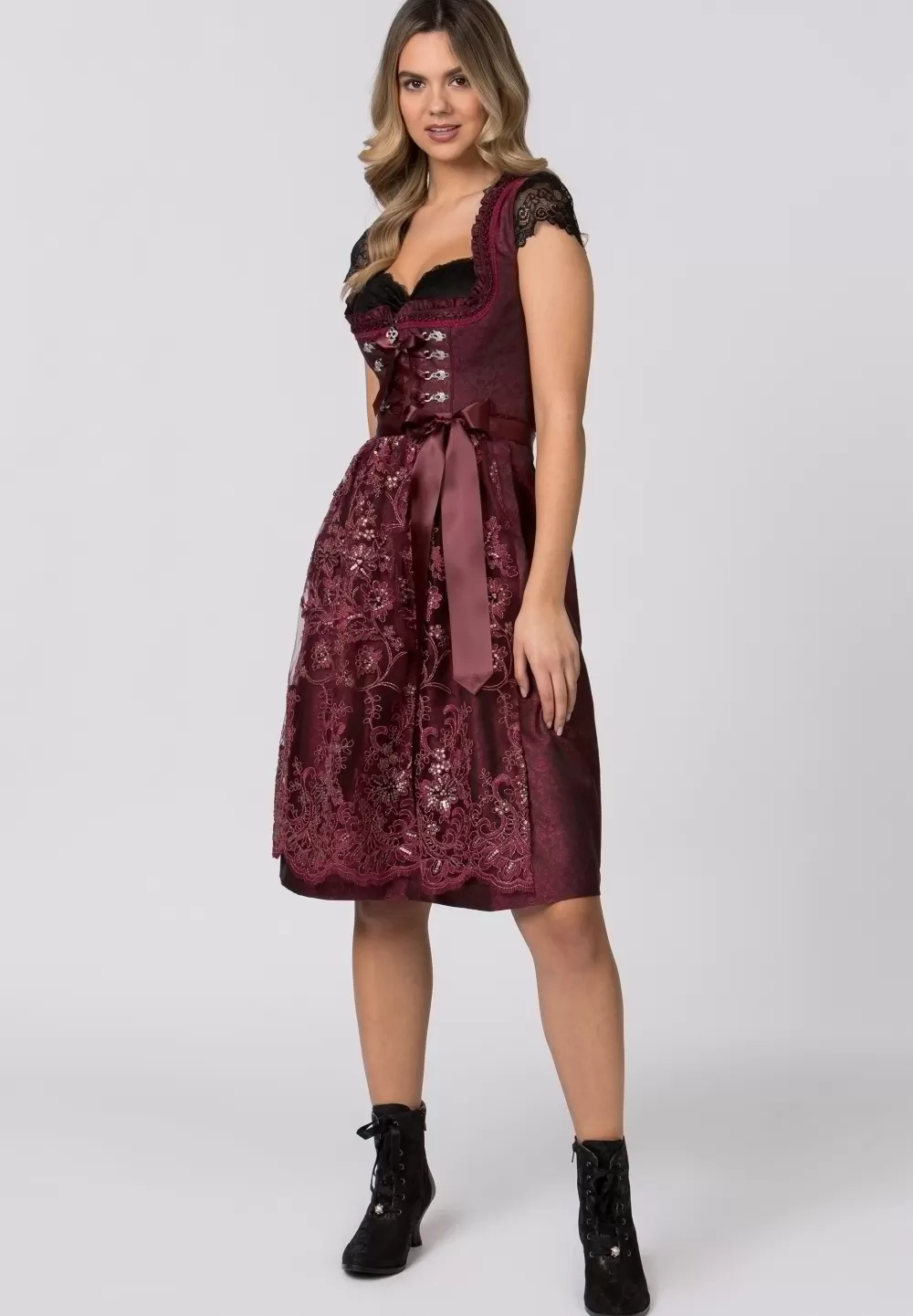 Stockerpoint Dirndl Eva | 36*Damen Midi Dirndl 60-65 cm | Kurze Dirndl 50-55 cm