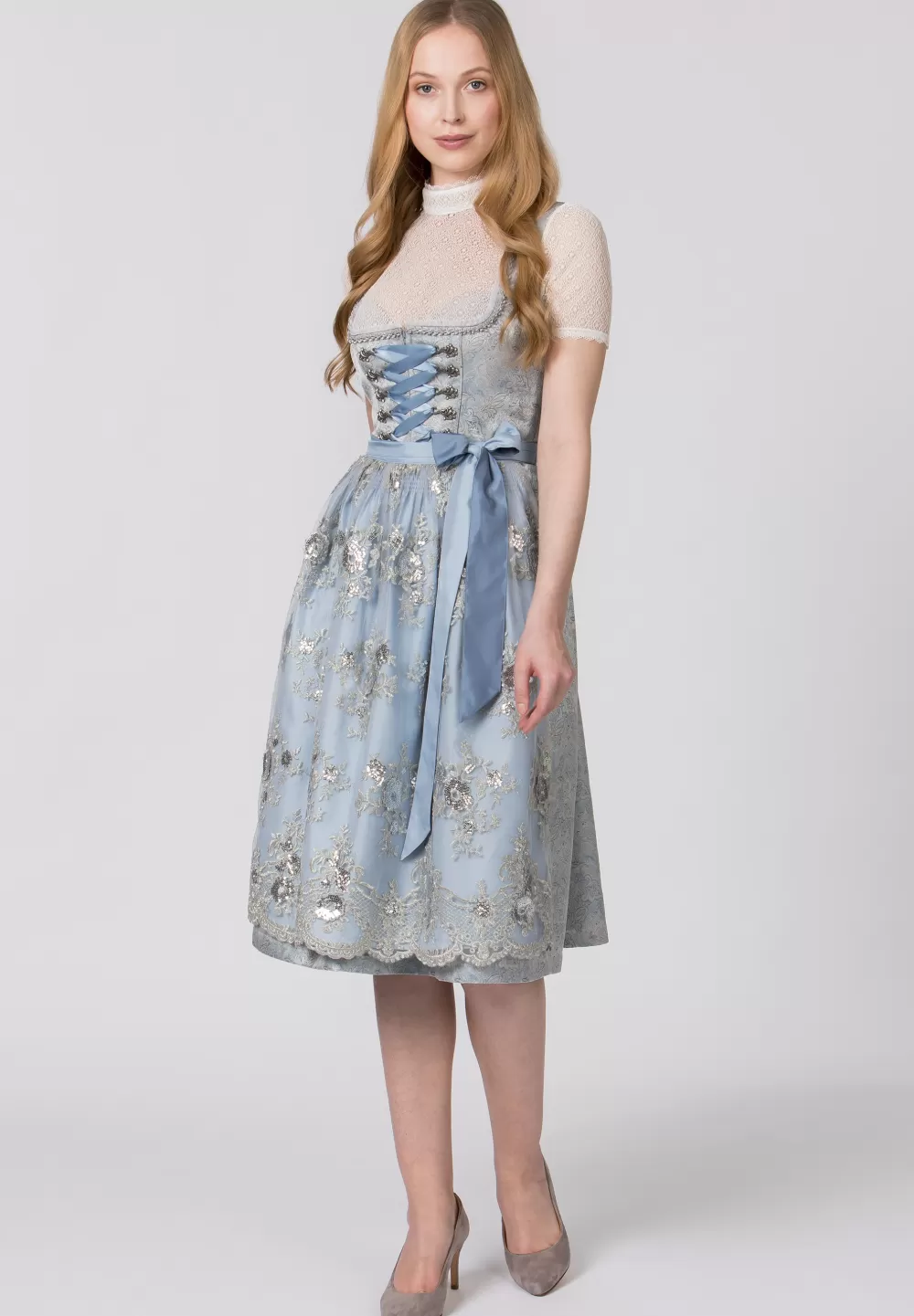 Stockerpoint Dirndl Florianda | 32*Damen Lange Dirndl 70-96 cm | Midi Dirndl 60-65 cm