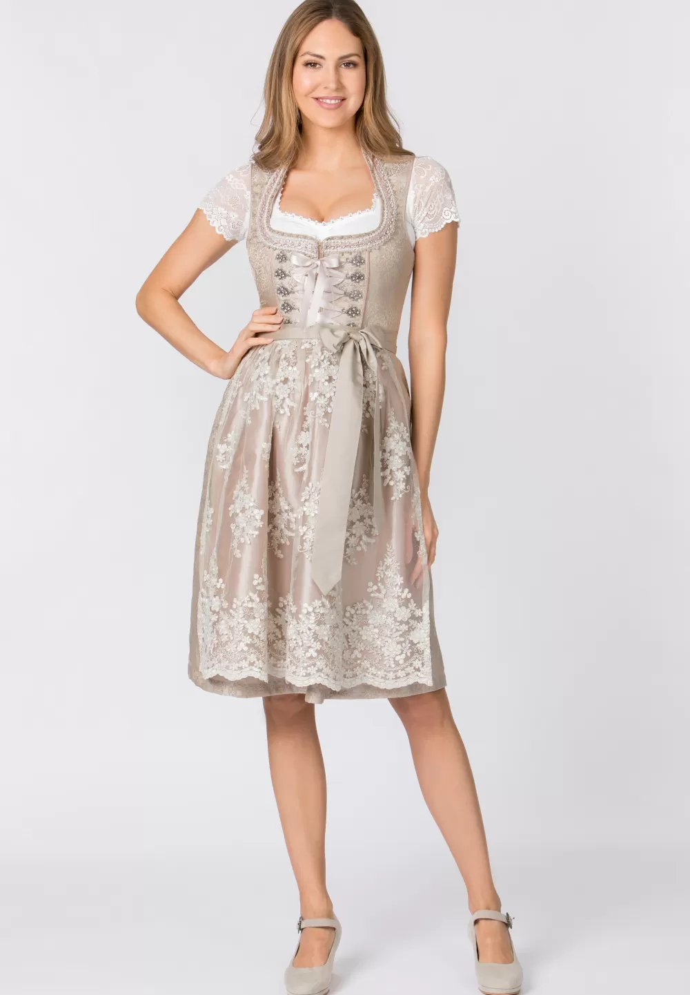 Stockerpoint Dirndl Gabrielle | 32*Damen Midi Dirndl 60-65 cm | Kurze Dirndl 50-55 cm