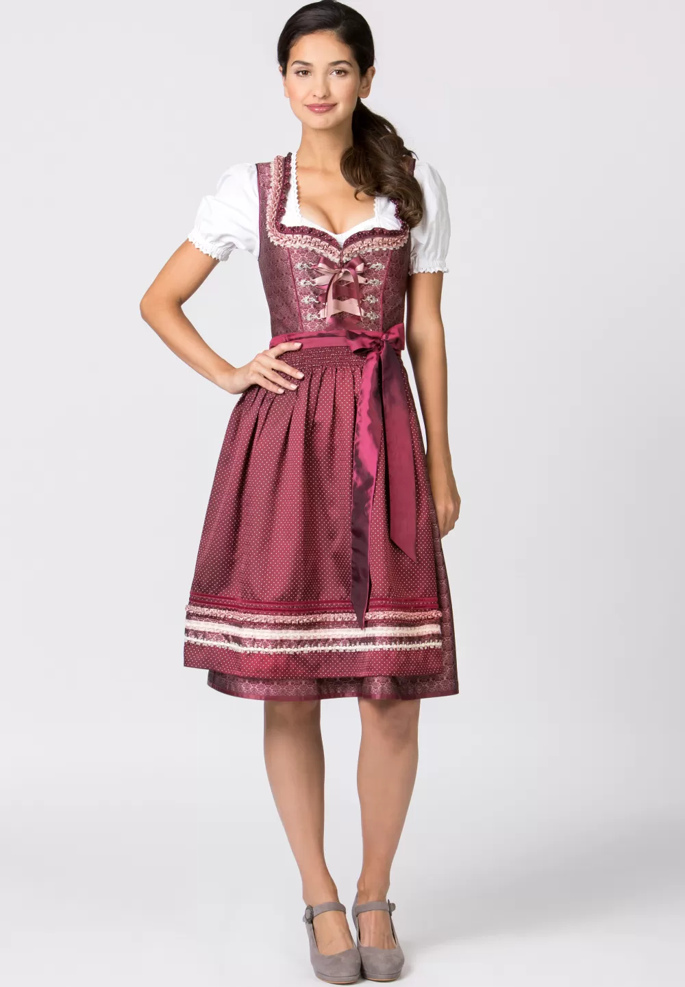 Stockerpoint Dirndl Giselle | 30*Damen Midi Dirndl 60-65 cm | Kurze Dirndl 50-55 cm