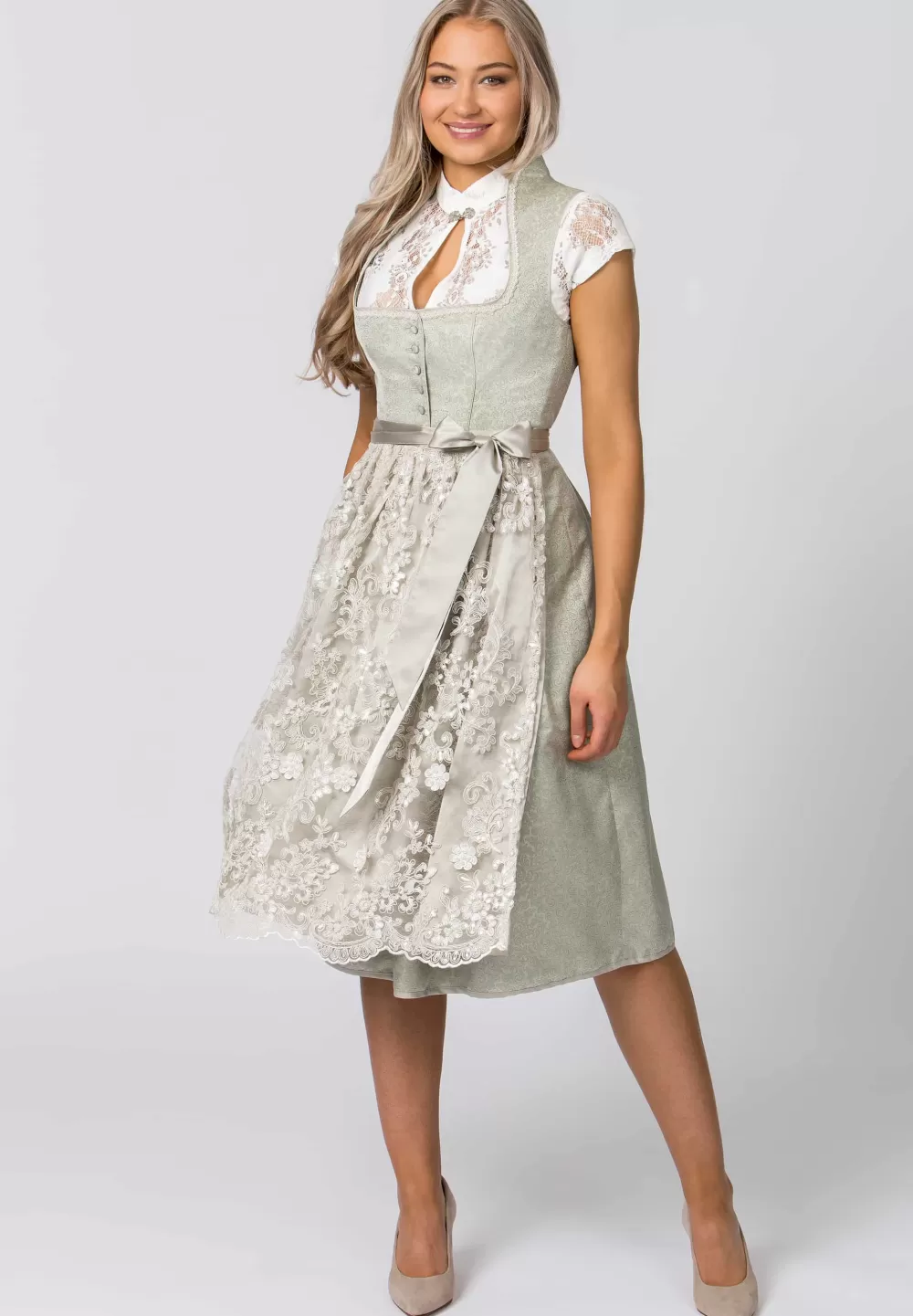 Stockerpoint Dirndl Jane | 36*Damen Lange Dirndl 70-96 cm | Midi Dirndl 60-65 cm