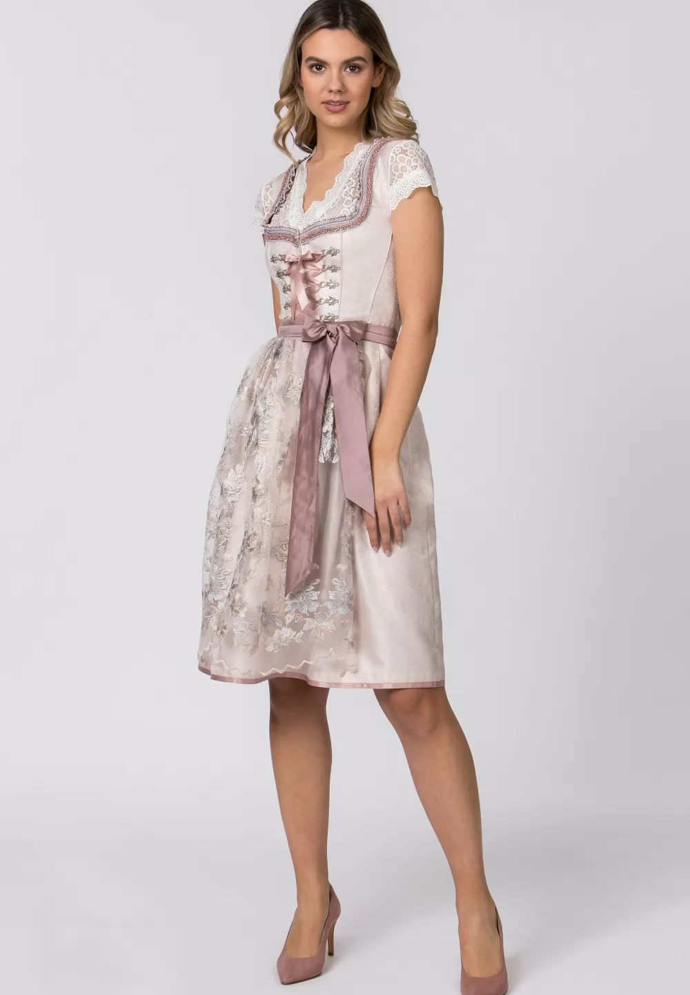 Stockerpoint Dirndl Lacey | 32*Damen Midi Dirndl 60-65 cm | Kurze Dirndl 50-55 cm