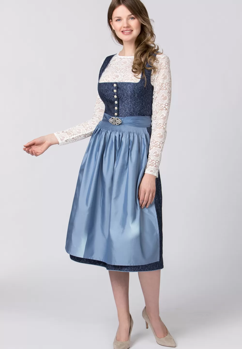 Stockerpoint Dirndl Leonora | 32*Damen Lange Dirndl 70-96 cm | Midi Dirndl 60-65 cm