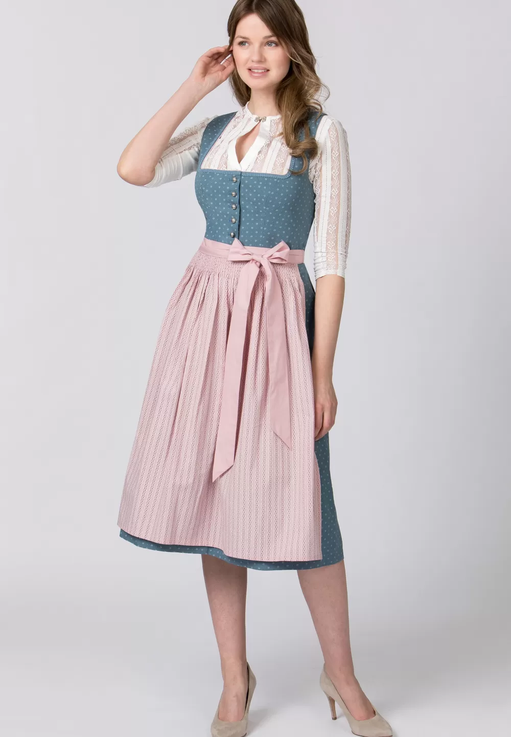 Stockerpoint Dirndl Madeline | 34*Damen Lange Dirndl 70-96 cm | Midi Dirndl 60-65 cm