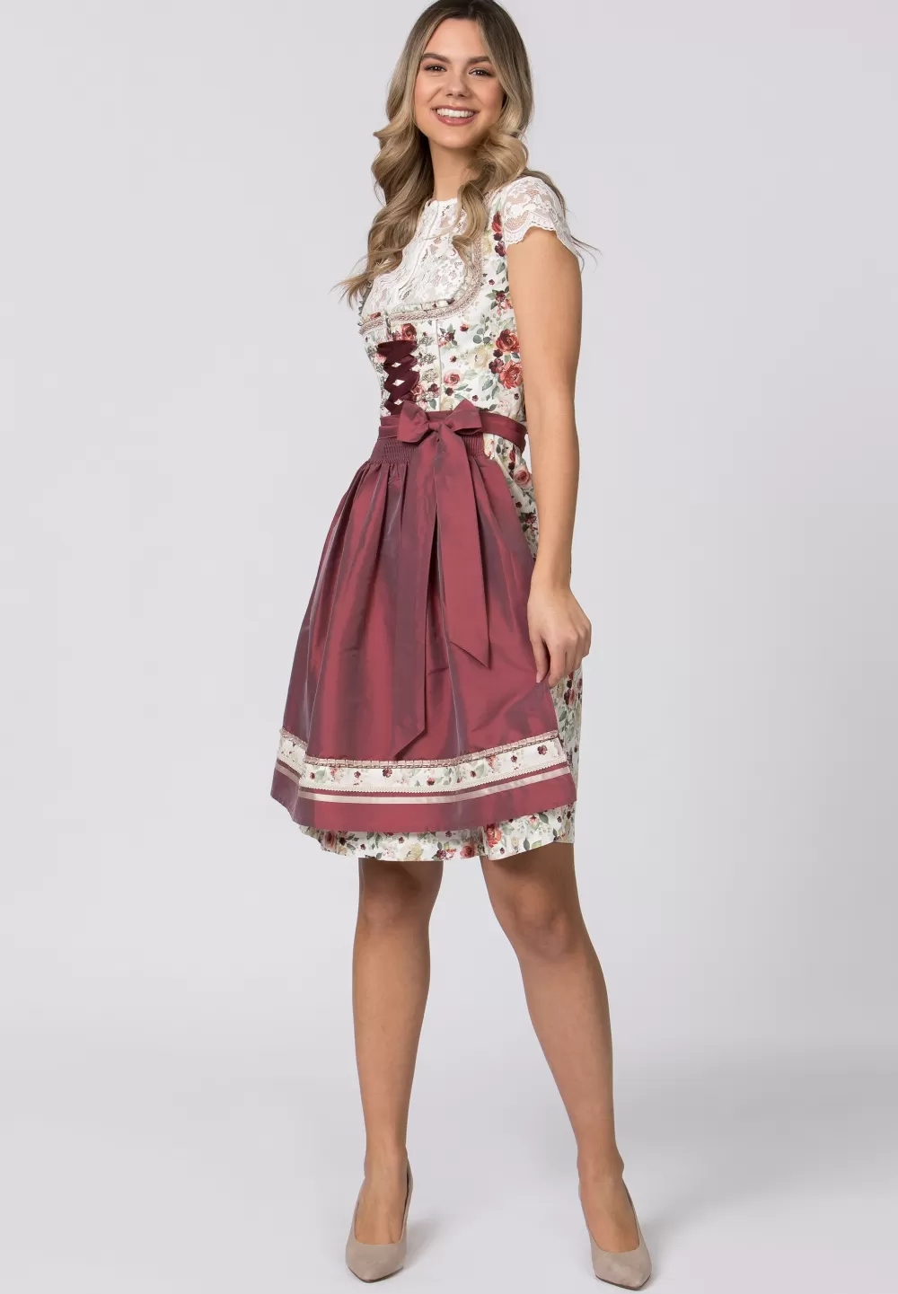 Stockerpoint Dirndl Marie | 32*Damen Midi Dirndl 60-65 cm | Kurze Dirndl 50-55 cm