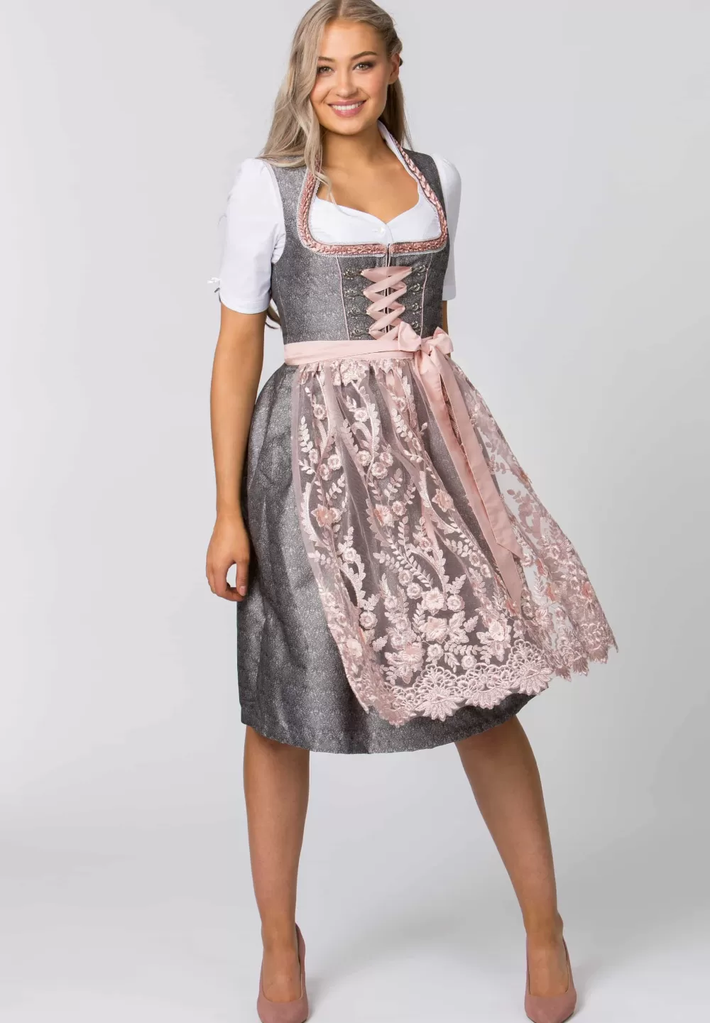 Stockerpoint Dirndl Marietta | 32*Damen Midi Dirndl 60-65 cm | Kurze Dirndl 50-55 cm