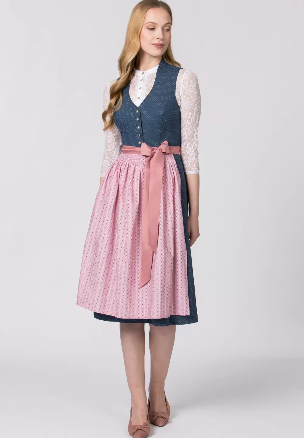 Stockerpoint Dirndl Marina | 38*Damen Lange Dirndl 70-96 cm | Midi Dirndl 60-65 cm