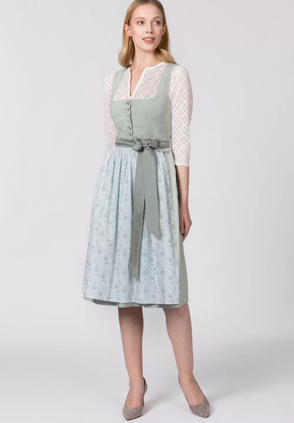 Stockerpoint Dirndl Megan | 38*Damen Lange Dirndl 70-96 cm | Midi Dirndl 60-65 cm