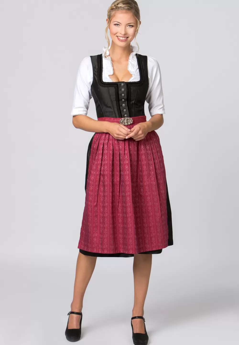 Stockerpoint Dirndl Odette | 34*Damen Lange Dirndl 70-96 cm | Midi Dirndl 60-65 cm