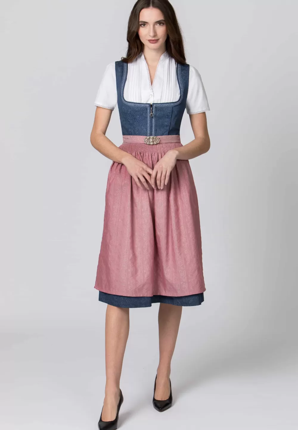 Stockerpoint Dirndl Roseline | 32*Damen Lange Dirndl 70-96 cm | Midi Dirndl 60-65 cm