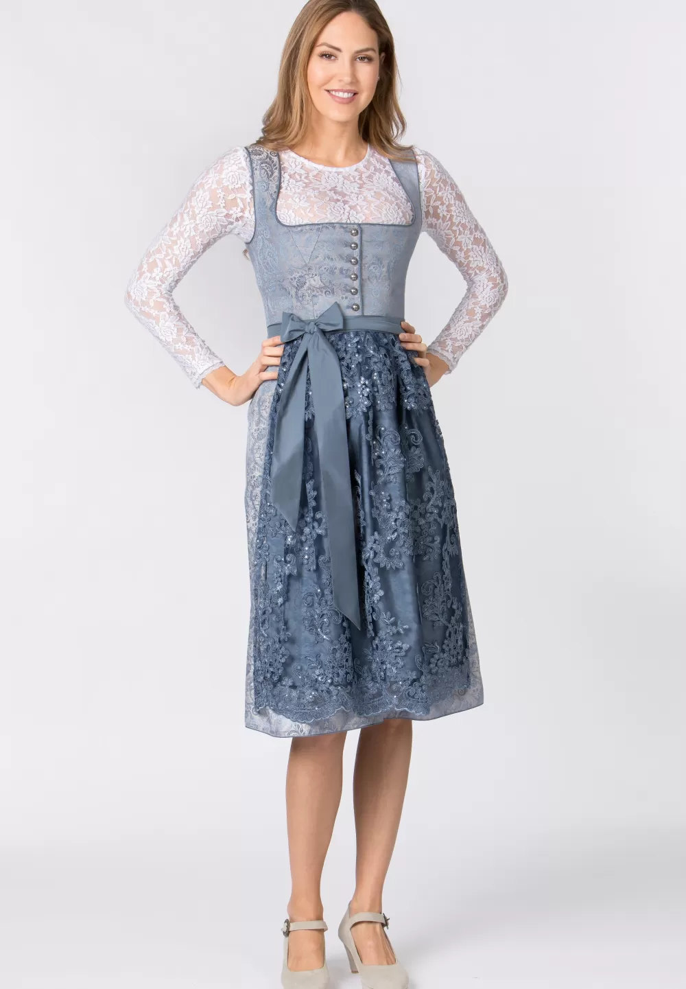 Stockerpoint Dirndl Sidonia | 34*Damen Lange Dirndl 70-96 cm | Midi Dirndl 60-65 cm