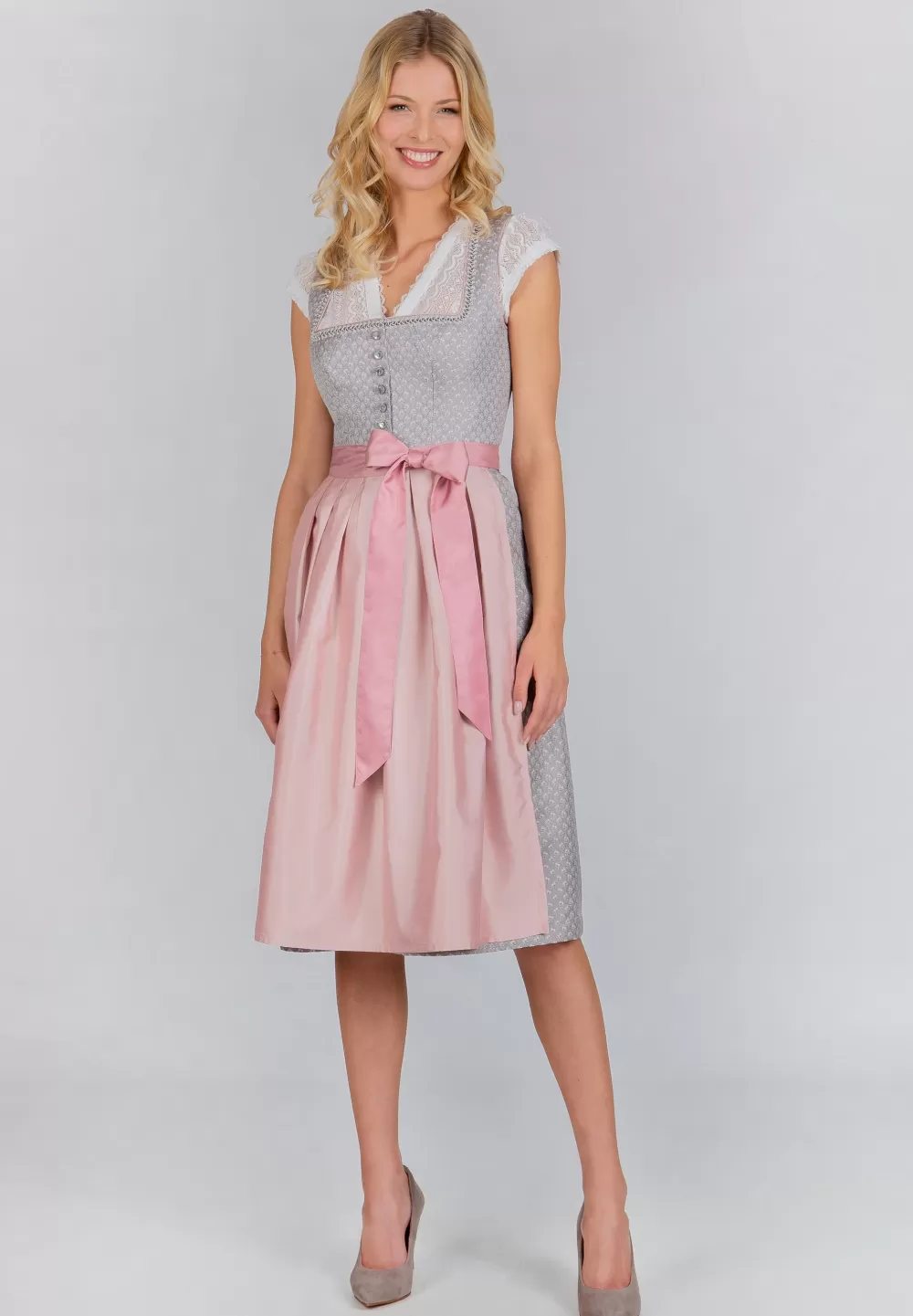 Stockerpoint Dirndl Valencia | 32*Damen Lange Dirndl 70-96 cm | Midi Dirndl 60-65 cm